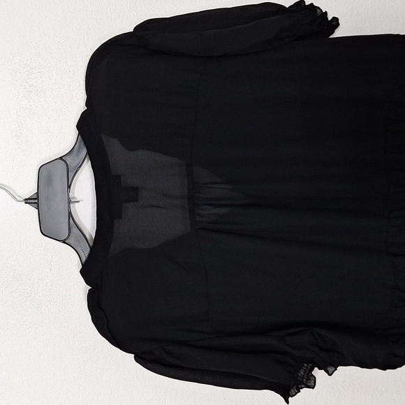 Ashley Stewart Black Whimsigoth Witchy Ruffle Button Front Blouse Size 20W - Picture 5 of 11